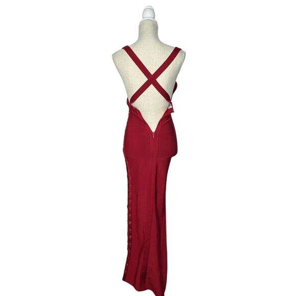 House of CB halter maxi‎ bodycon dress side lace up - Picture 2 of 12